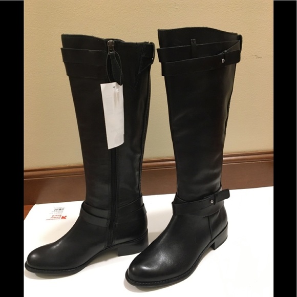 NWT Franco Sarto Canary Black Leather Riding Boot - Picture 2 of 12